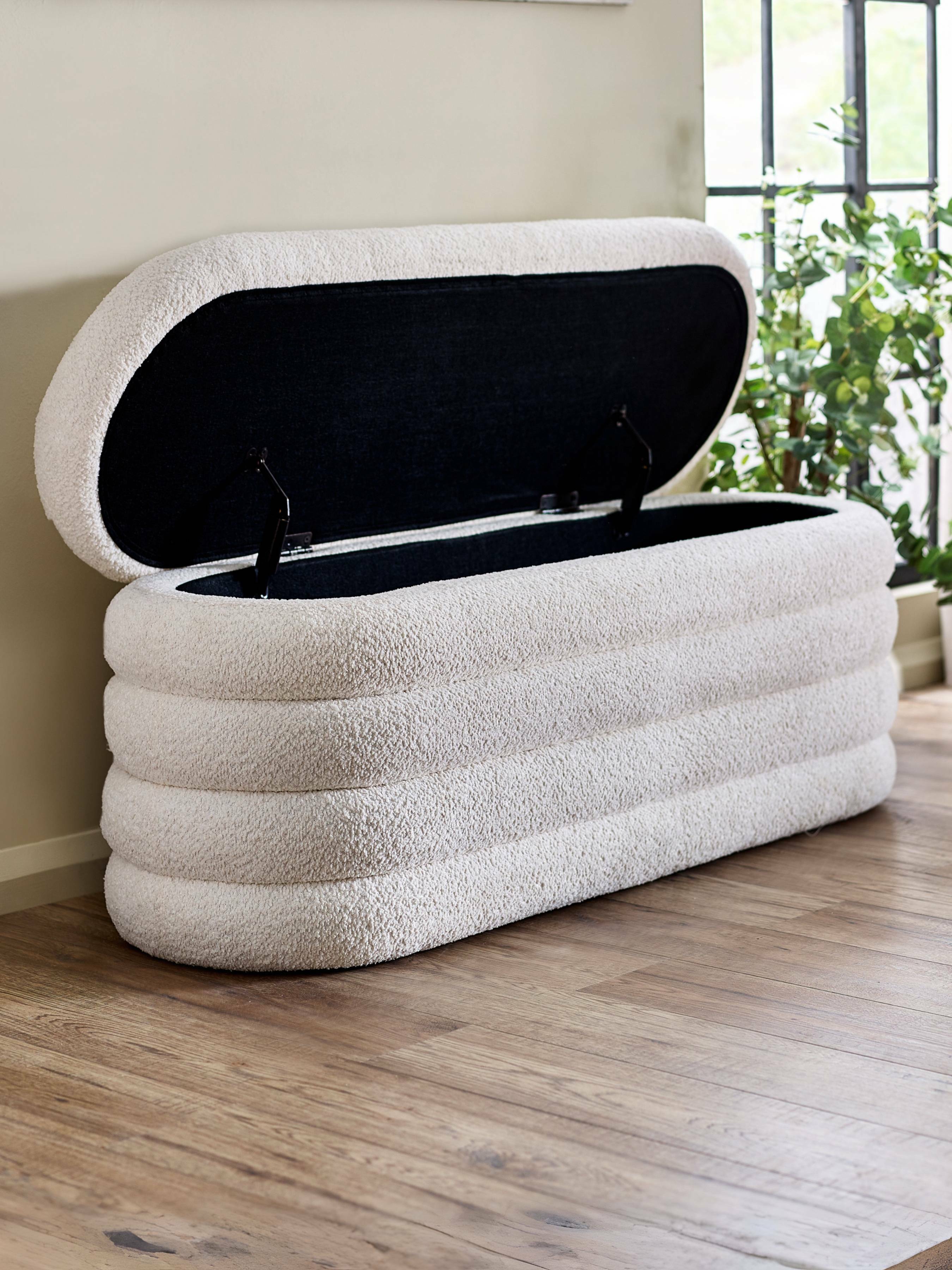 Alana Ivory Boucle Ottoman Storage Bench